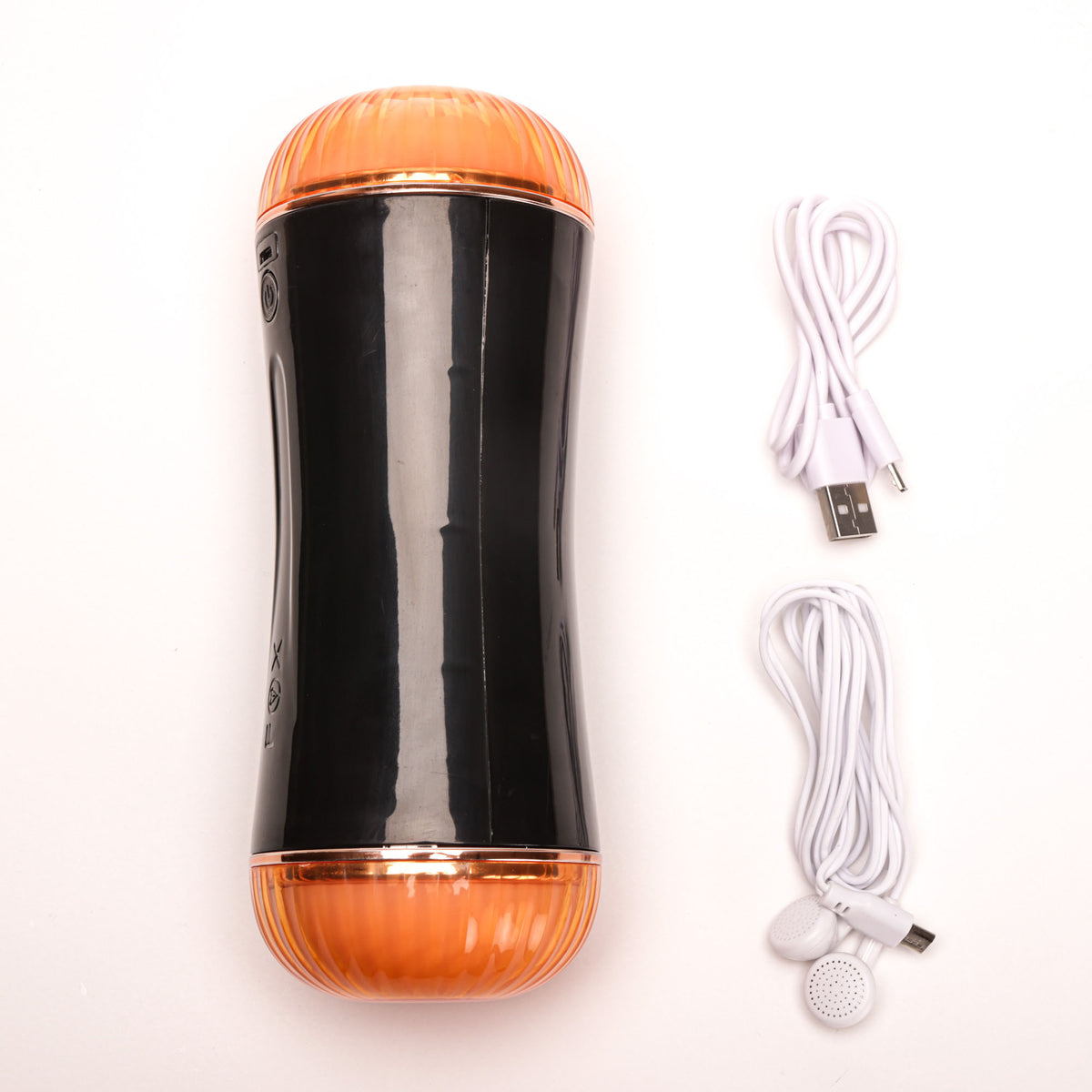 Velvet Touch masturbator z wibracją dwustronny wagina anus cyberskóra ładowany usb czarny – zdjęcie 1