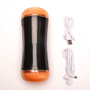 Velvet Touch masturbator z wibracją dwustronny wagina anus cyberskóra ładowany usb czarny – zdjęcie 1