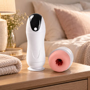 Velvet Touch masturbator z wibracją wagina cyberskóra ładowany usb biały – zdjęcie 2