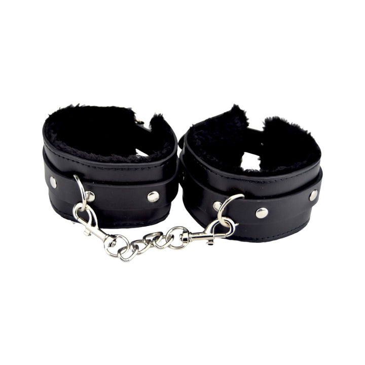 Bound to Please – pluszowe kajdanki na nadgarstki, czarne