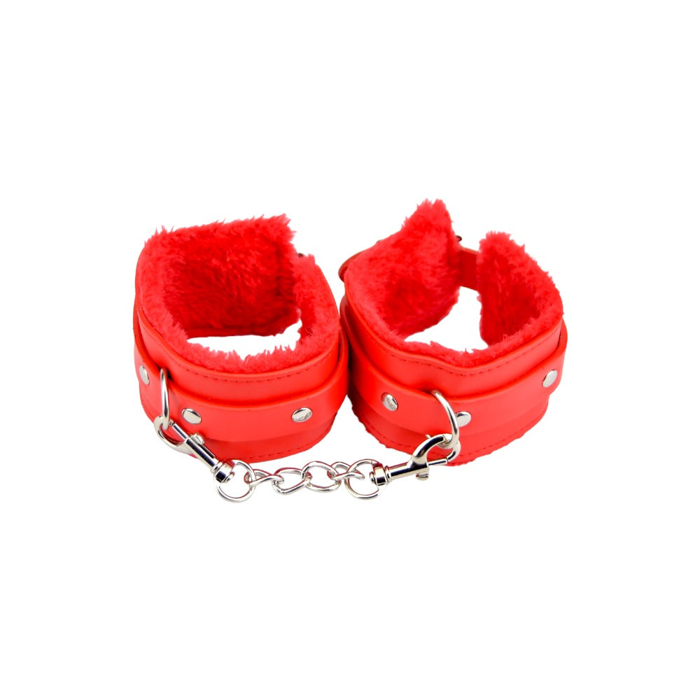 Bound to Please – pluszowe kajdanki na nadgarstki, czerwone