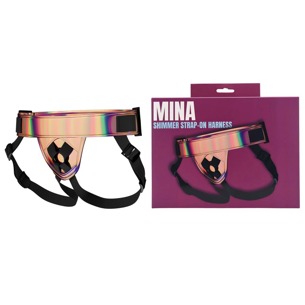 MINA Shimmer – regulowana uprząż strap-on, holograficzna