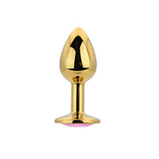 Toosh Small – złoty korek analny 7,2 cm z różową ozdobą