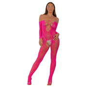 Lace by LJ – bodystocking z ozdobnym sznurowaniem, fuksja