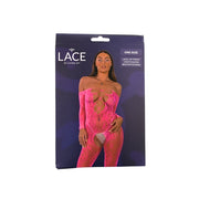 Lace by LJ – bodystocking z ozdobnym sznurowaniem, fuksja