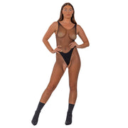 Lace by LJ – bodystocking bez rękawów z siatki, czarne