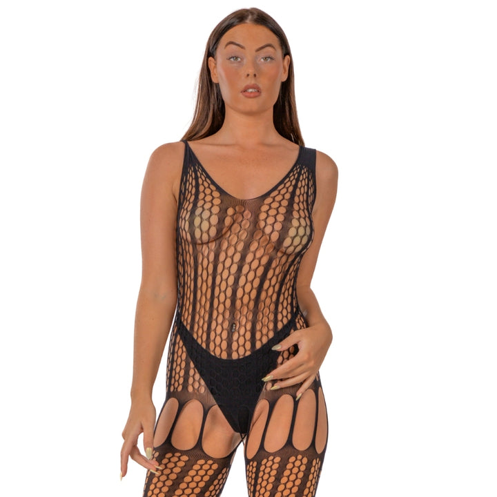 Lace by LJ – bodystocking z ażurowej siatki i ozdobnym tyłem