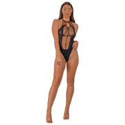 Lace by LJ – body halter z paskami i wycięciami