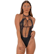 Lace by LJ – body halter z paskami i wycięciami