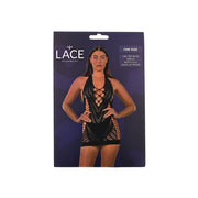 Lace by LJ – sukienka mini halter z ozdobnym sznurowaniem