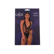 Lace by LJ – body z dekoltem V i kokardką, czarne