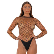 Lace by LJ – body z siatki z długimi rękawami