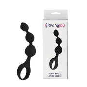 Loving Joy Triple Ripple – kulki analne, czarne