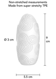 Rysunek wymiarów — ToyJoy HERO Rings — masturbator TPE — Biały