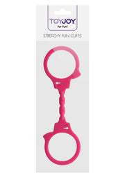 ToyJoy Stretchy Fun Cuffs — różowe kajdanki silikonowe — 10317-X-PINK — opakowanie lub drugi widok