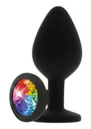 ToyJoy Rainbow Booty Jewel Medium — silikonowy korek — 10297-X-BLACK