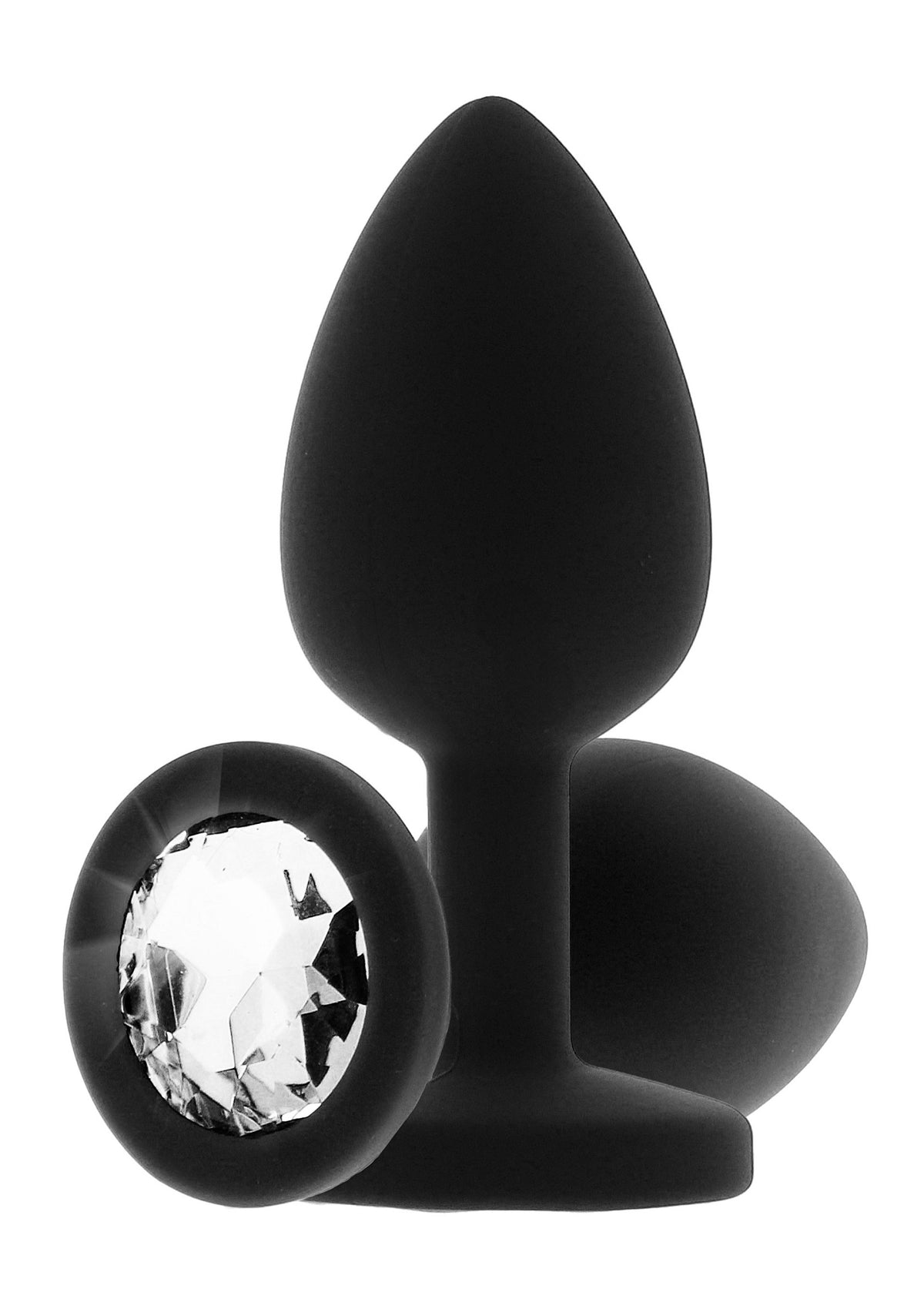 ToyJoy Diamond Booty Jewel — silikonowy korek z ozdobą — Czarny / Medium