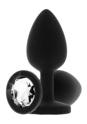 ToyJoy Diamond Booty Jewel — silikonowy korek z ozdobą — Czarny / Medium