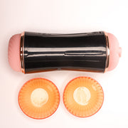 Velvet Touch masturbator z wibracją dwustronny wagina anus cyberskóra ładowany usb czarny – zdjęcie 2