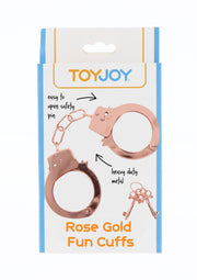 ToyJoy Metal Handcuffs — metalowe kajdanki z kluczykami — Różowe złoto — opakowanie lub drugi widok